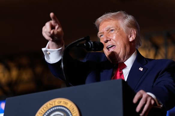 US President Donald Trump speaks at Mount Airy Casino Resort earlier this week. 