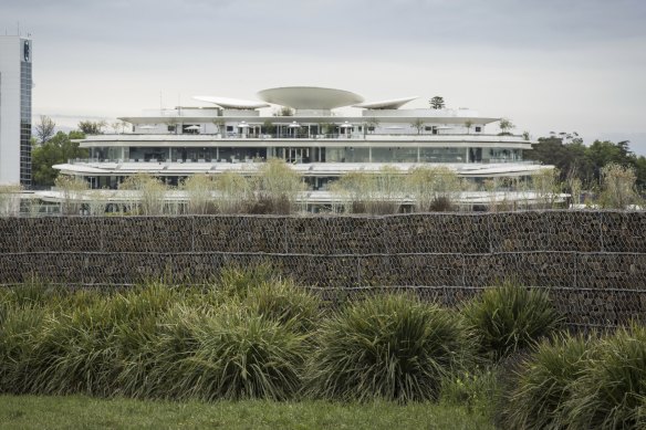 The Flemington racecourse flood wall.