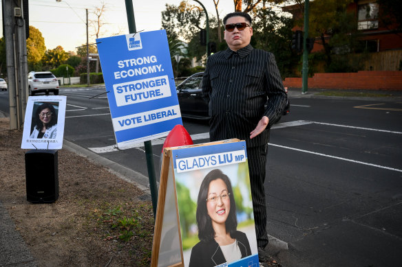 Kim Jong-Un impersonator appeared at a Box Hill voting centre on Saturday afternoon.