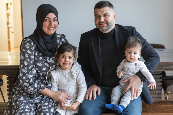 Zeyneb Gokler and Abdullah Altintop with their children Safiye, 4, and six-month-old Salih.