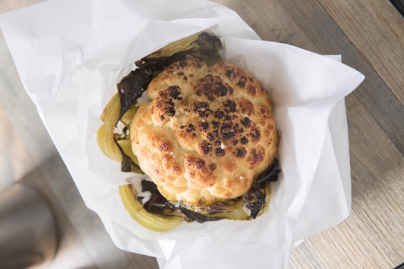 Miznon’s signature roasted cauliflower.
