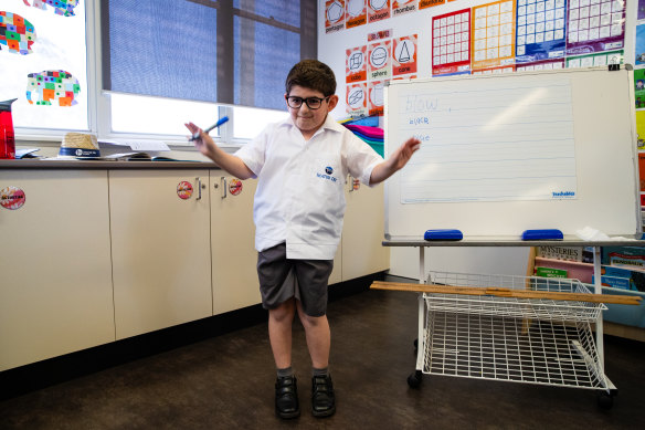 Matthew has learned the names of all the planets since starting at the school.