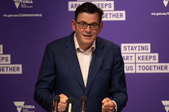 Premier Daniel Andrews provides an upbeat assessment at Friday's press conference.