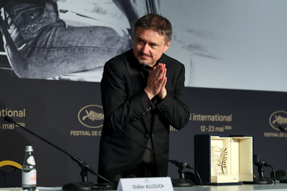 Cristian Mungiu acknowledges the award on Saturday night.  