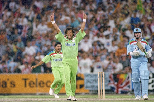 Imran Khan after Pakistan won the 1992 World Cup final.