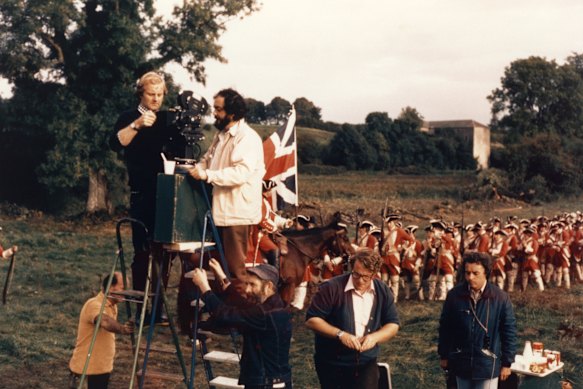 Stanley Kubrick on the set of the 1975 film Barry Lyndon. 