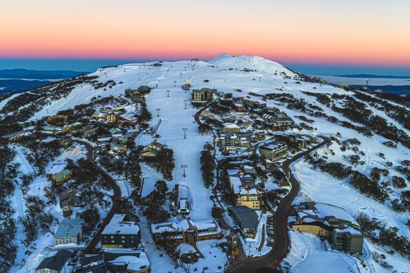 Look over the Mount Buller alpine village to the summit beyond.