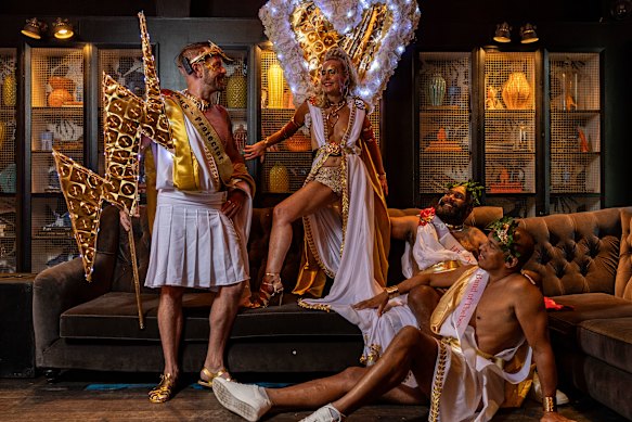 Members of the Colours of Our Community float group Paul Savage, Rochelle Wallis, Simoan Fiji, and Richie Haynes.