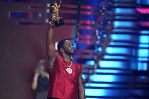 Sean “Diddy” Combs accepts the global icon award during the MTV Video Music Awards on September 12, 2023.