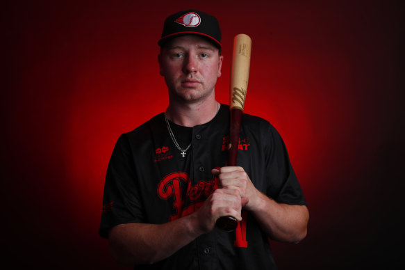 Perth Heat recruit Grant Witherspoon, who flew over from America for the Australian Baseball League season. 