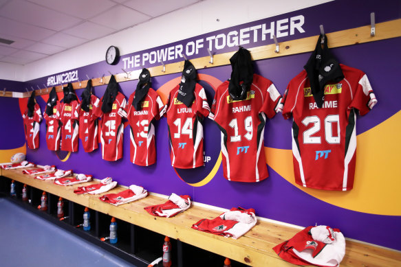 Lebanon’s change room ahead of their game against Australia.