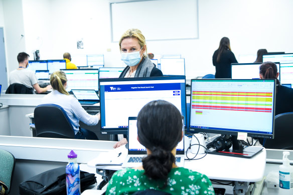 A contact tracing team set up to track down one of the numerous COVID outbreaks in Melbourne.