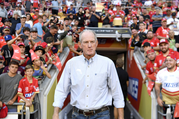 Dolphins coach Wayne Bennett at the club’s opening game last season.