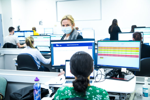 A contact tracing team at the South Eastern Public Health Unit in 2021, set up to track COVID-19 outbreaks.