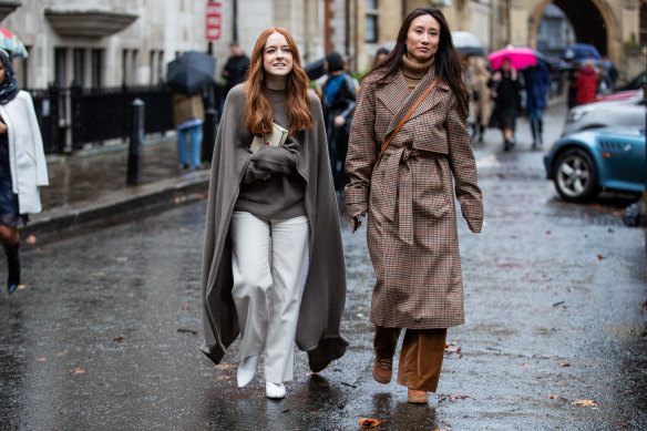 Net-a-Porter's Libby Page (left) and Elizabeth von der Goltz at London Fashion Week.