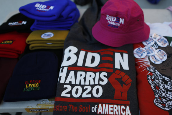 Biden and Harris merchandise on sale in the streets ahead of the inauguration.