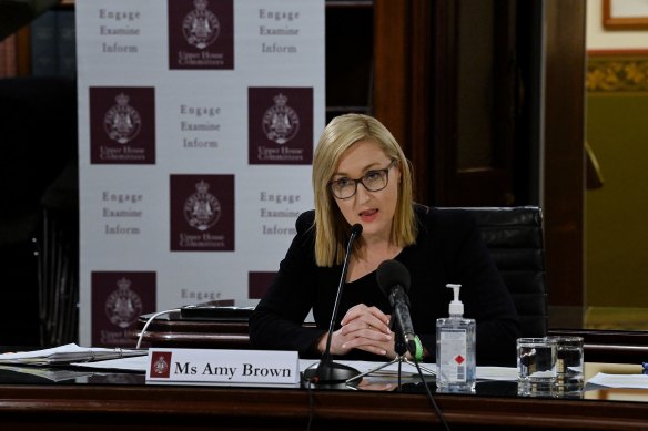 Department secretary Amy Brown gives evidence on Monday.