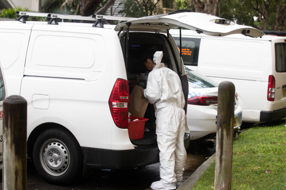 NSW Police at the Bondi property on Thursday.