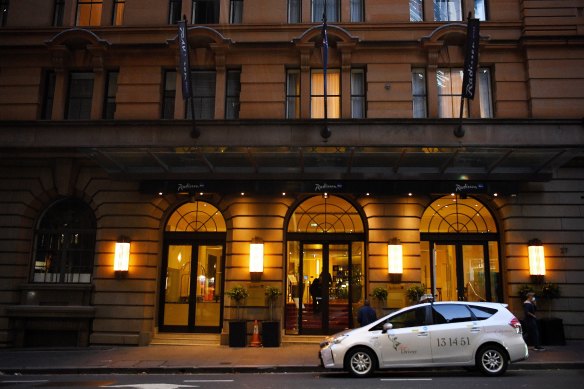 The Radisson Blu hotel on O’Connell Street in the Sydney CBD.