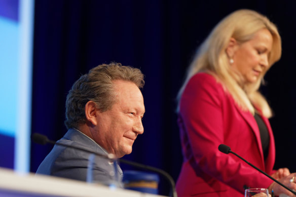 Andrew Forrest and Fortescue chief executive Elizabeth Gaines.