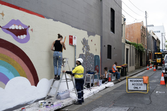 A mural as part of the facelift of Oxford Street and surrounding streets for WorldPride.