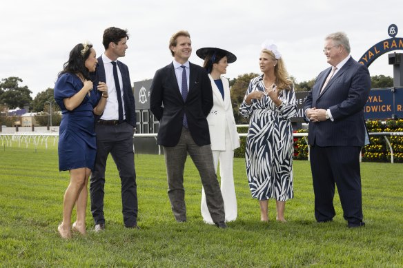 The Cummings family, Monica and James Cummings, Edward and Sarah Cummings, and Anthony and Bernadette Cummings, at Randwick racecourse.