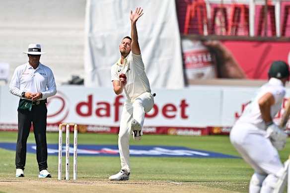 Josh Hazlewood of Australia during day three.