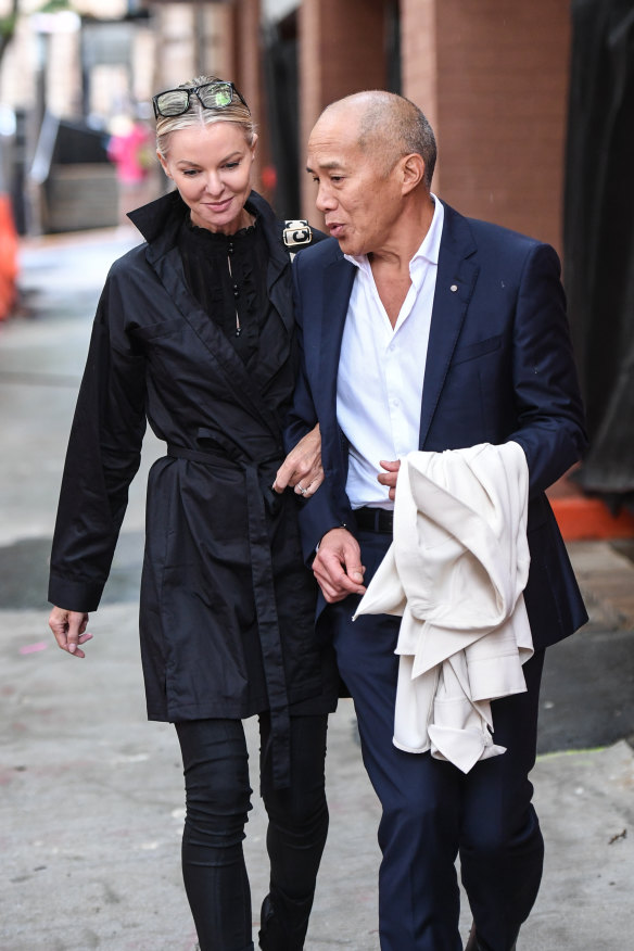 Charlie Teo and his partner Traci Griffiths outside the hearing this week.