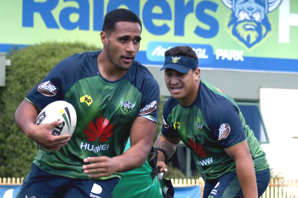 Raiders recruit JJ Collins had a familiar face in Josh Papalii to help him settle in to Canberra.