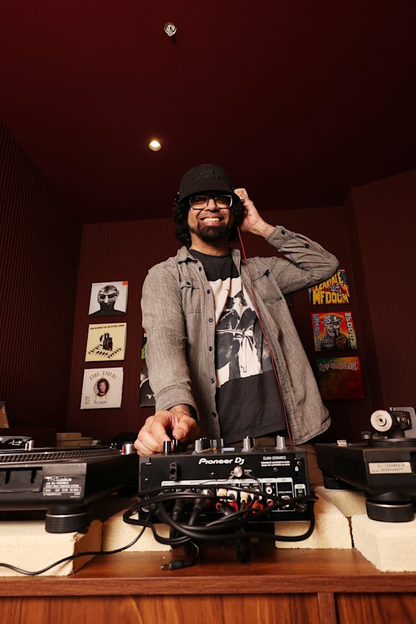 DJ Ajeet inside the restaurant.