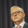 Prime Minister Anthony Albanese during a press conference on Wednesday morning.
