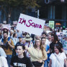Thousands protest over violence against women in Sydney on Saturday.