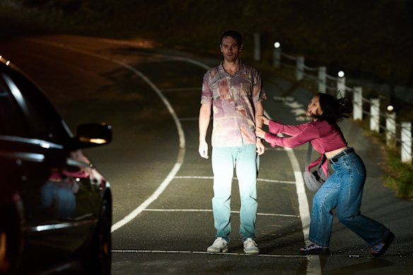 Charlie Vickers as Kieran and Yerin Ha as Mia in The Survivors, which is adapted from Jane Harpers best-selling crime novel. 