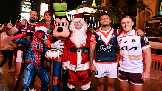 The sights and bright lights of Las Vegas during the NRL’s promotional tour last year.