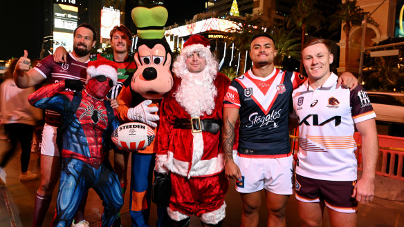 The sights and bright lights of Las Vegas during the NRL’s promotional tour last year.