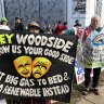 Protesters outside the Woodside AGM at Crown Perth.