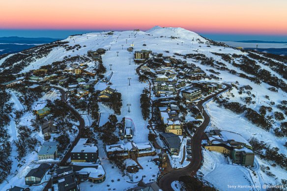 Look over the Mount Buller alpine village to the summit beyond.