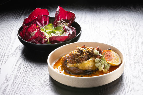 The go-to dish: Prahok k’tis (eggplant and minced pork) for $24.