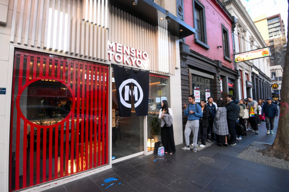 Is it a designer shoe sale? Is it a nightclub opening? No, it’s the queue for ramen at Mensho.