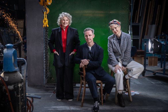 From left: Melbourne Theatre Company artistic director Anne-Louise Sarks, artistic director Dean Bryant and theatre director Sarah Goodes at the Malthouse Theatre.