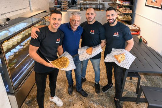 Owners of the A1 Bakery at their new shop in Fitzroy. Anthony, Elias, Haikal and Daniel, L to R. 11 May 2023. The Age Goodfood. Photo: Eddie Jim.