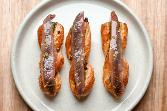 A new twist on anchovy toasts.