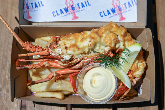 West Australian half lobster topped with truffled parmesan gratin and served with fries.