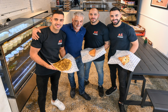 Owners of the A1 Bakery at their new shop in Fitzroy. Anthony, Elias, Haikal and Daniel, L to R. 11 May 2023. The Age Goodfood. Photo: Eddie Jim.