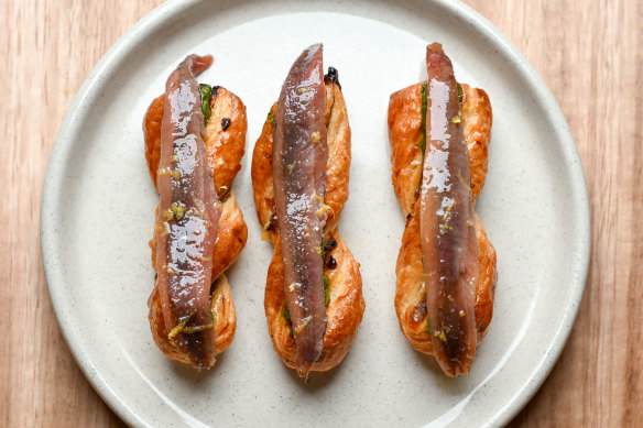 A new twist on anchovy toasts.