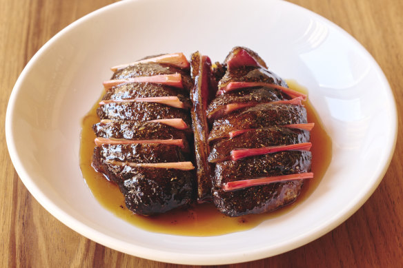 Go-to dish: Duck on the crown with rhubarb and fish-sauce caramel.