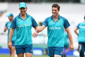 Mitch Marsh and Pat Cummins at a training session last summer.