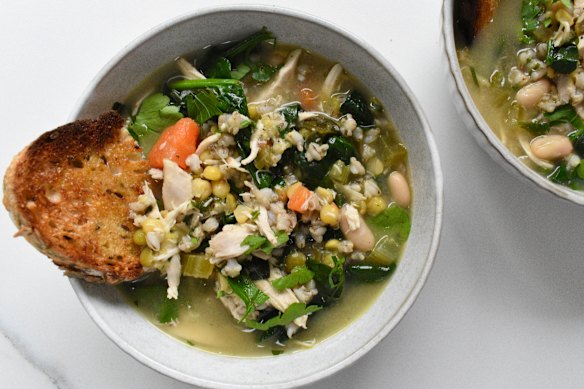 You can feel this vegie-packed chicken soup doing you good.