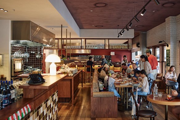 Pizzateca Lupo's fit-out is warm and earthy.