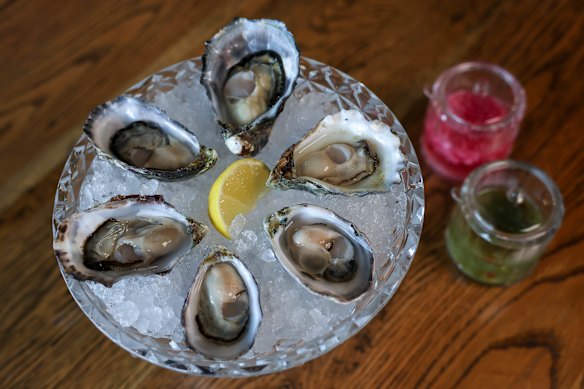 Shuckmaster’s oyster tasting plate.